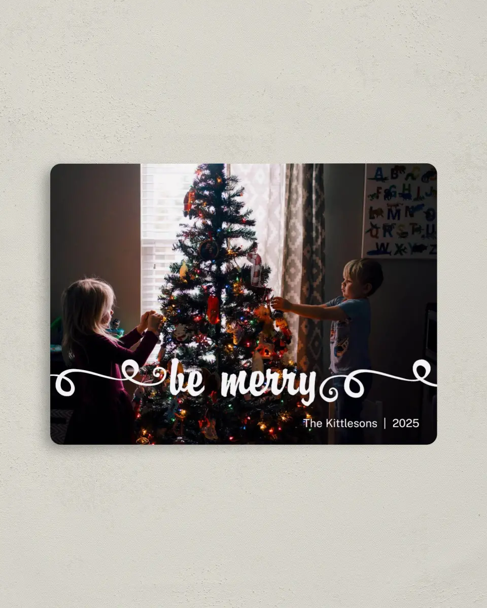 This is a 4" x 5½" Christmas Card called Winter Whimsy printed in full color with a Luxe Satin finish