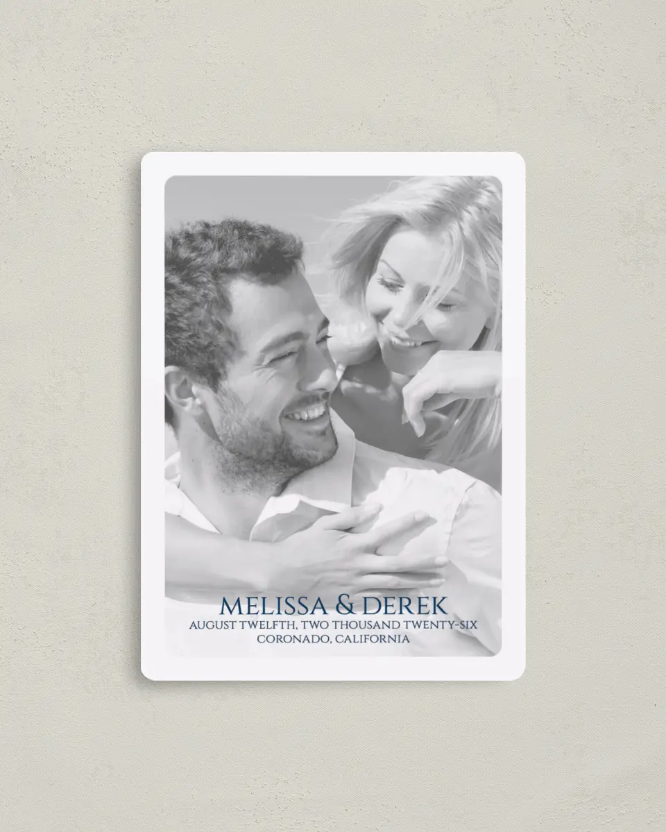 This is a 4" x 5½" Save the Date Magnet called Love's Anchor printed in full color with a Luxe Satin finish