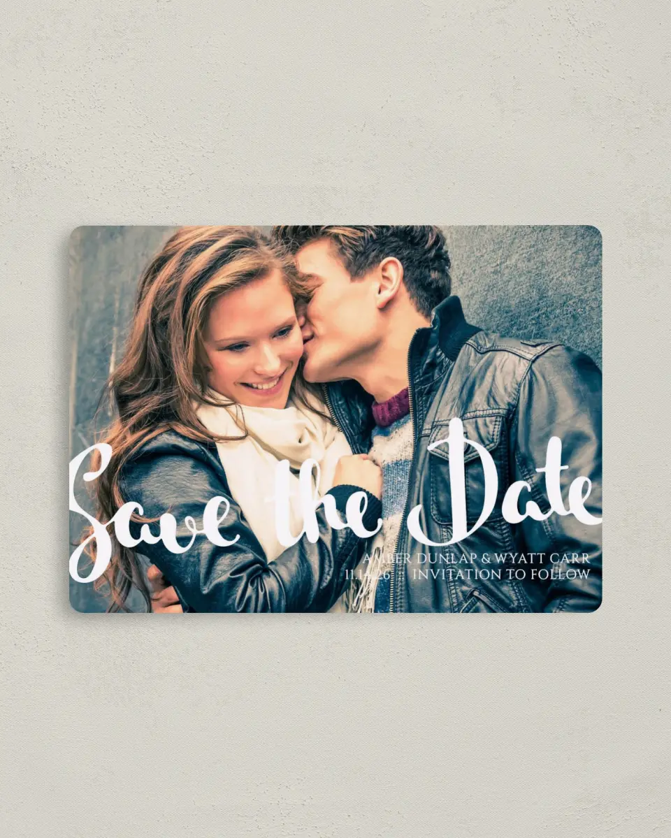 This is a 4" x 5½" Save the Date Magnet called True Devotion printed in full color with a Luxe Satin finish