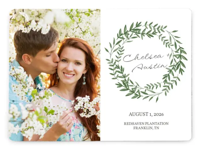 Watercolor Laurel | Save the Date Magnets