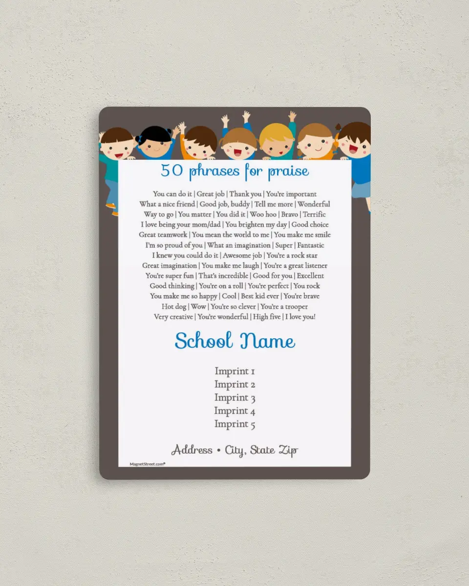 This is a 4" x 5½" School Calendar Magnet called Student Cheer printed in full color