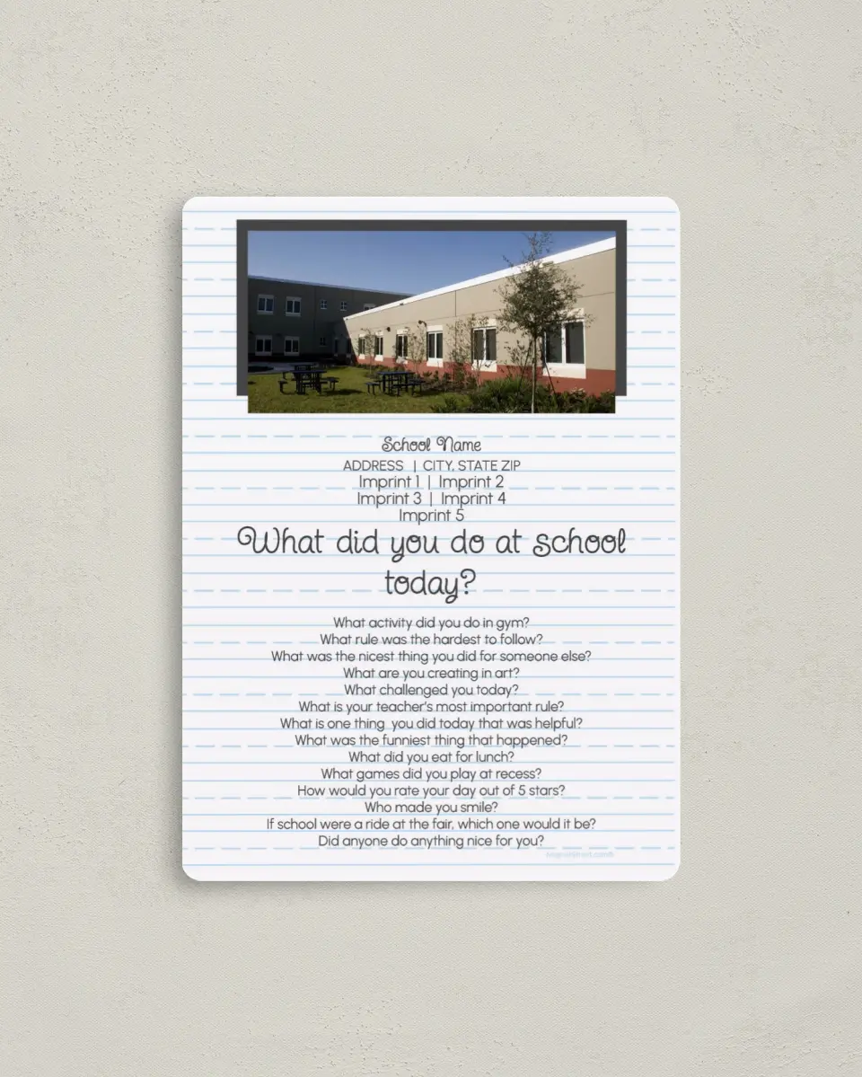 This is a 4" x 5½" School Calendar Magnet called Lined Paper printed in full color