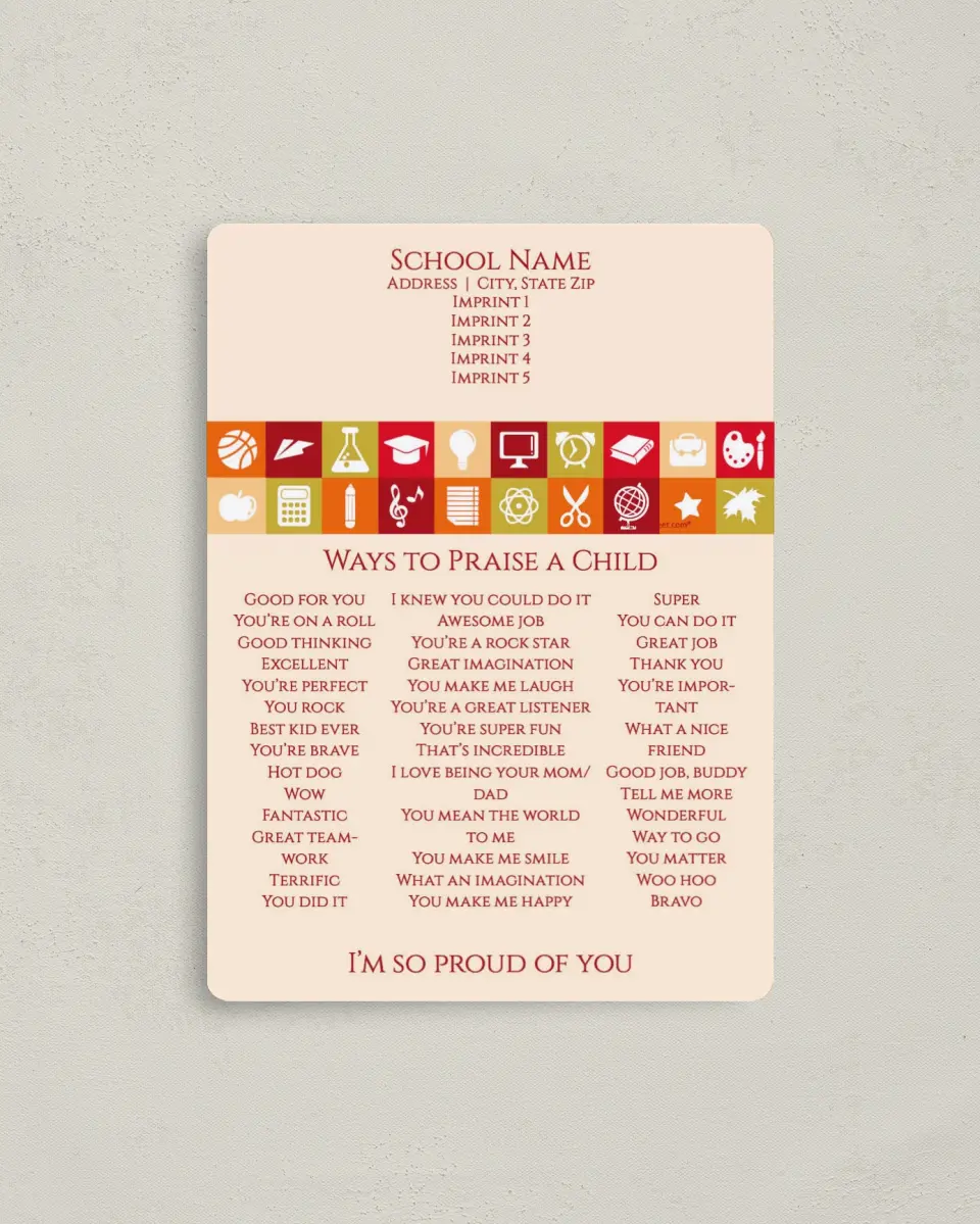 This is a 4" x 5½" School Calendar Magnet called Border Supplies printed in full color