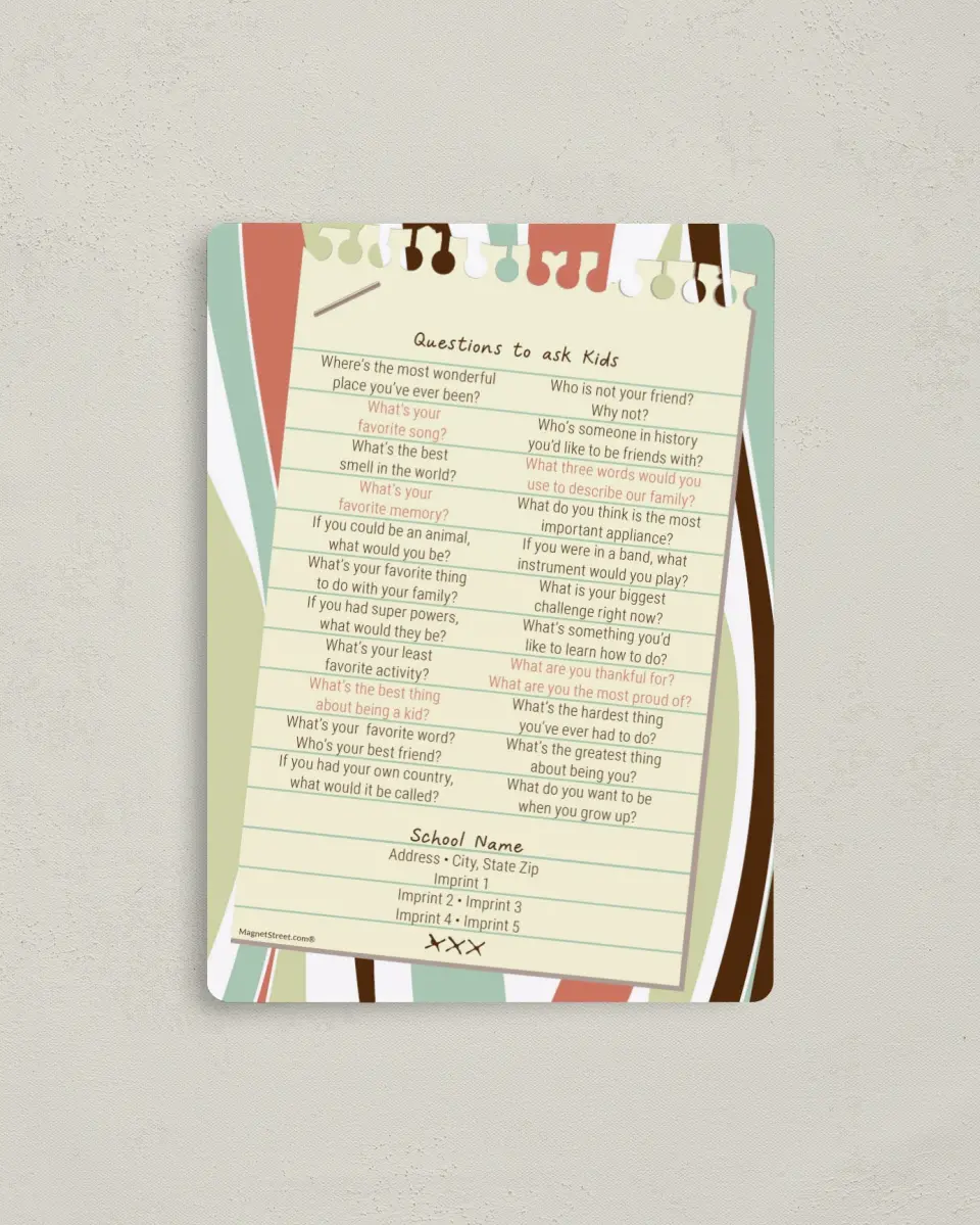 This is a 4" x 5½" School Calendar Magnet called Notebook Paper printed in full color