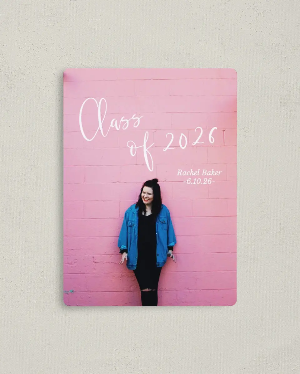 This is a 4" x 5½" Graduation Announcement Magnet called Success Is Yours printed in full color with a Luxe Satin finish