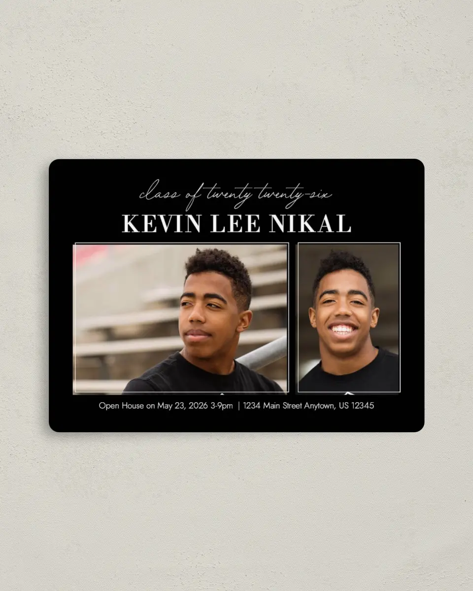 This is a 4" x 5½" Graduation Announcement Magnet called Shining Moment printed in full color with a Luxe Satin finish