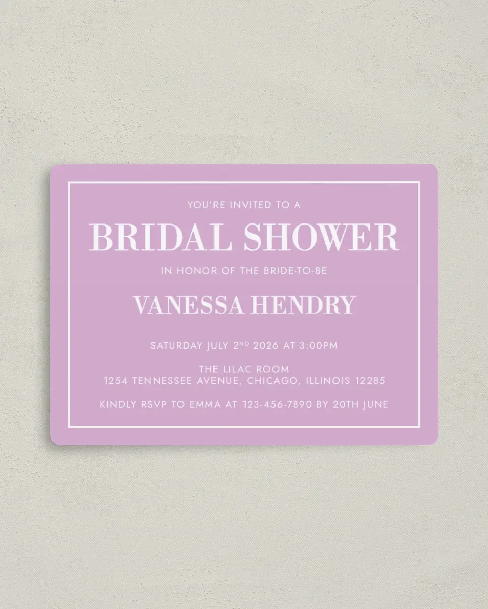 This is a 4" x 5½" Bridal Shower Invitation Magnet called Mod Bride-To-Be printed in full color with a Luxe Satin finish