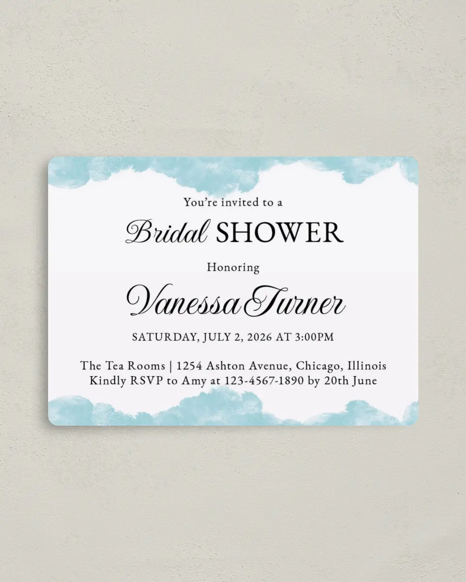 This is a 4" x 5½" Bridal Shower Invitation Magnet called Painterly Posh printed in full color with a Luxe Satin finish