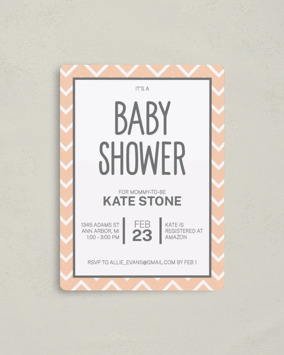 This is a 4" x 5½" Baby Shower Invitation Magnet called Goodness, Baby printed in full color with a Luxe Satin finish