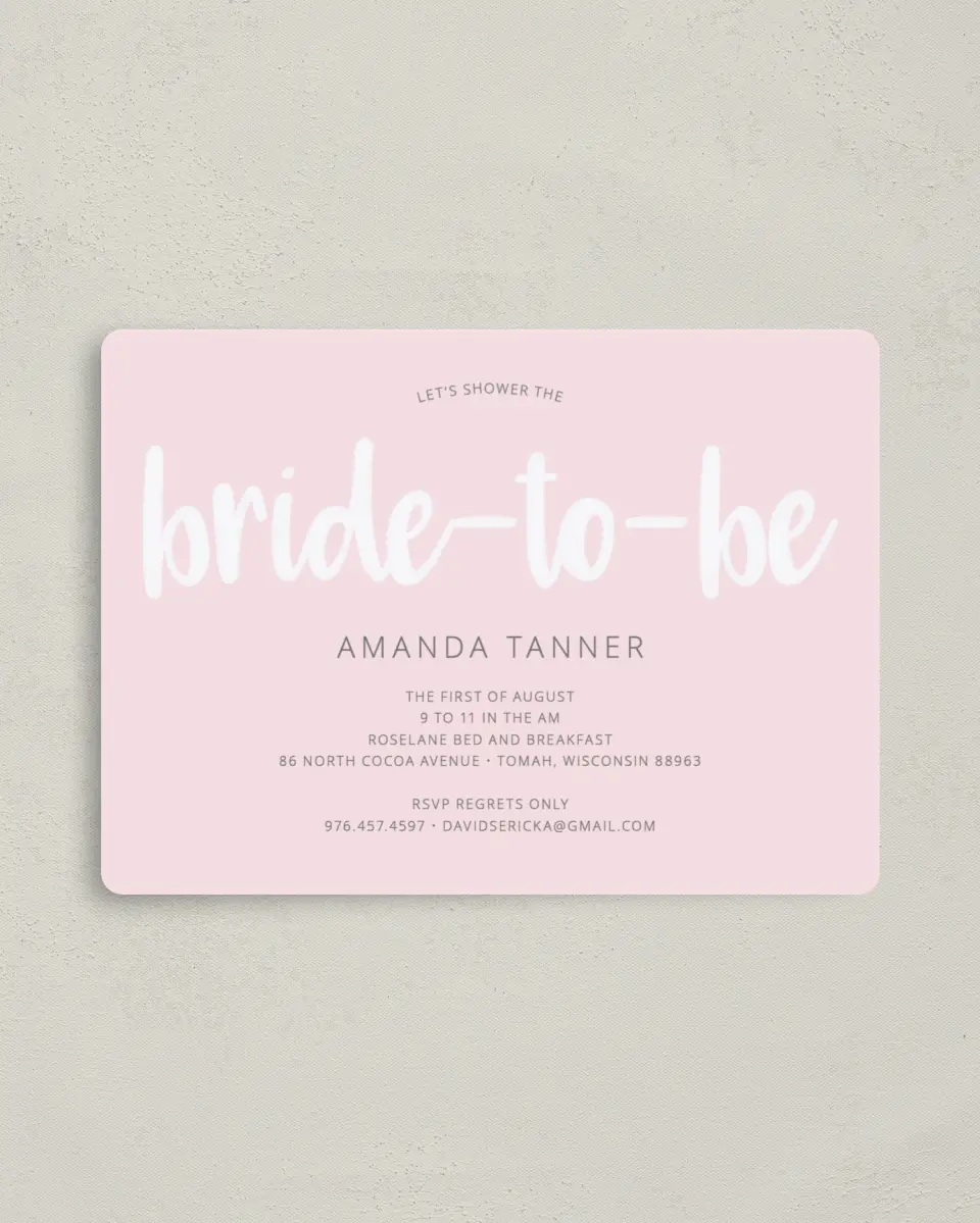 This is a 4" x 5½" Bridal Shower Invitation Magnet called Bride-To-Be Beauty printed in full color with a Luxe Satin finish