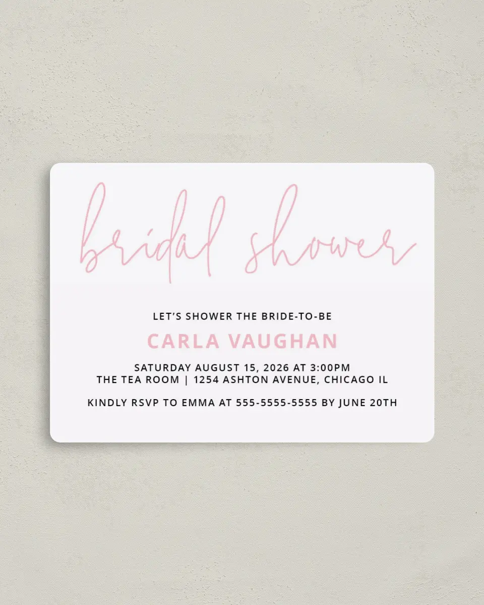This is a 4" x 5½" Bridal Shower Invitation Magnet called Sweet Chevron printed in full color with Silver foil and a Luxe Satin finish