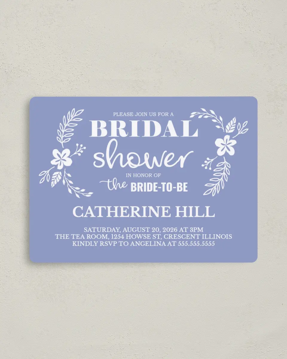 This is a 4" x 5½" Bridal Shower Invitation Magnet called Chic Abundance printed in full color with a Luxe Satin finish