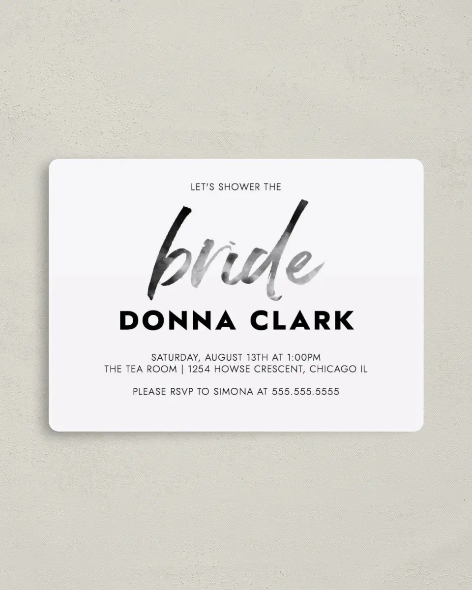 This is a 4" x 5½" Bridal Shower Invitation Magnet called Modern Bliss printed in full color with a Luxe Satin finish
