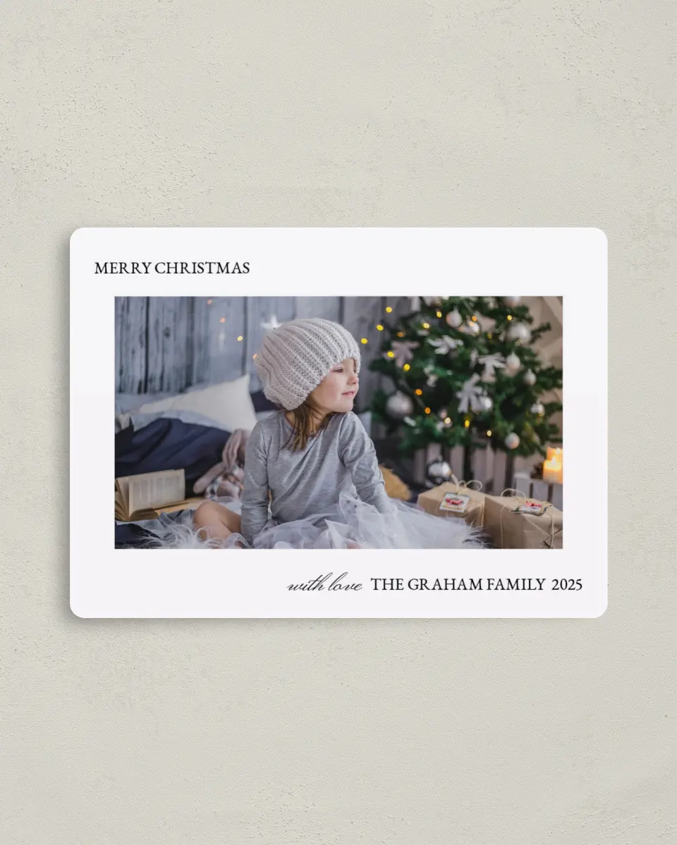 This is a 4" x 5½" Christmas Card called Starry Christmas printed in full color with a Luxe Satin finish
