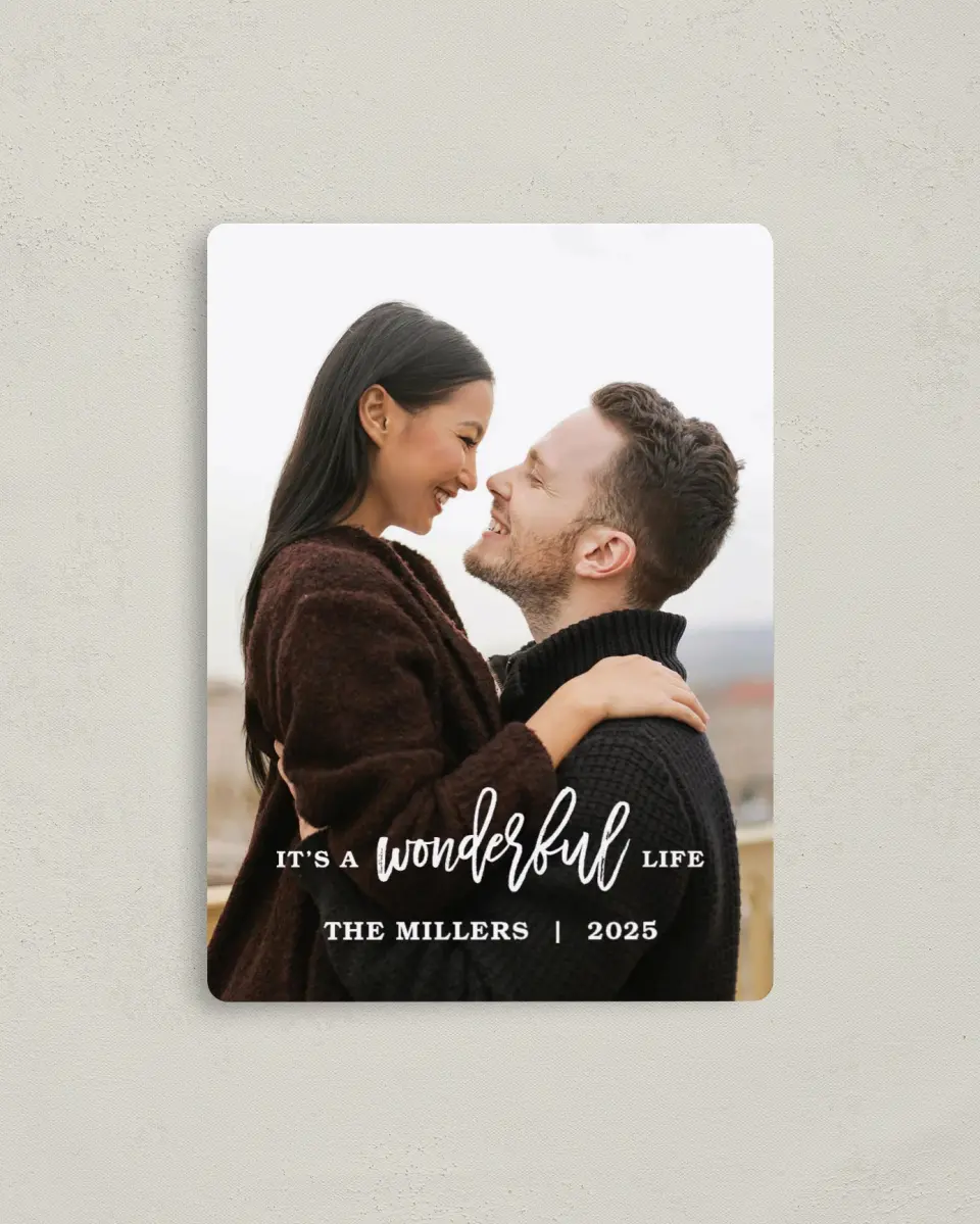 This is a 4" x 5½" Christmas Card called Wishes of Wonder printed in full color with a Luxe Satin finish