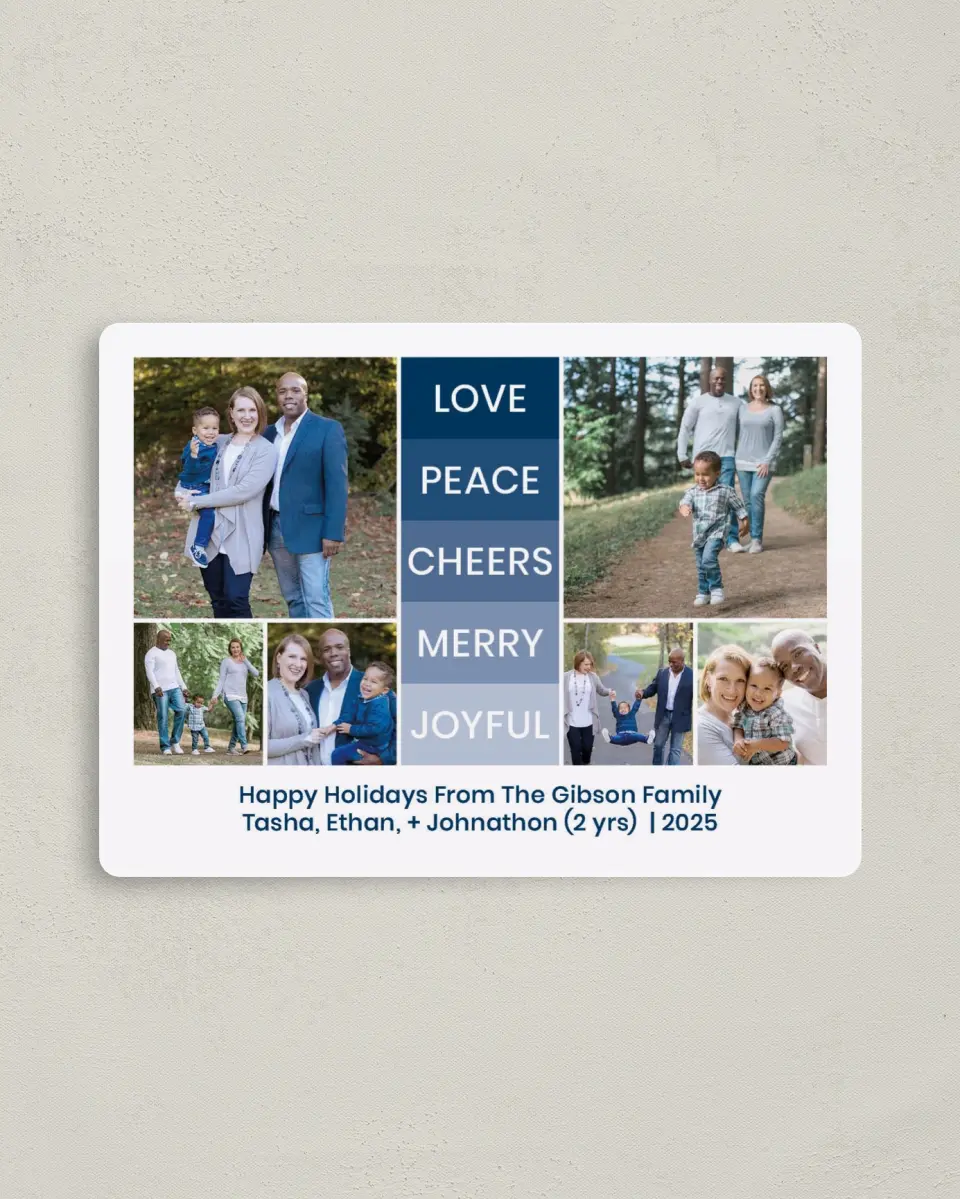 This is a 4" x 5½" Christmas Card called Contemporary Wishes printed in full color with a Luxe Satin finish