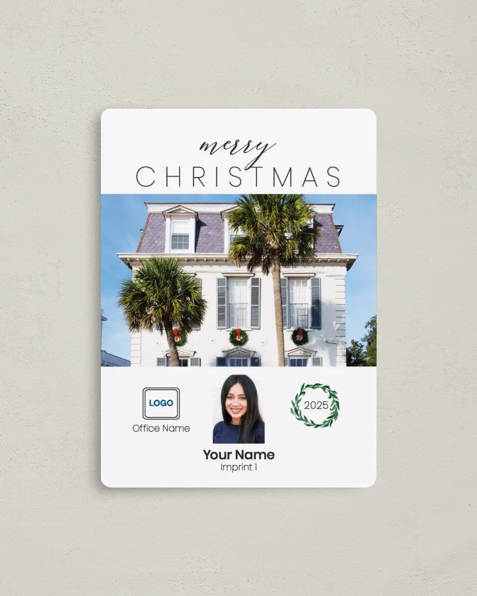 This is a 4" x 5½" Christmas Card called Tropical Christmas printed in full color with a Luxe Satin finish