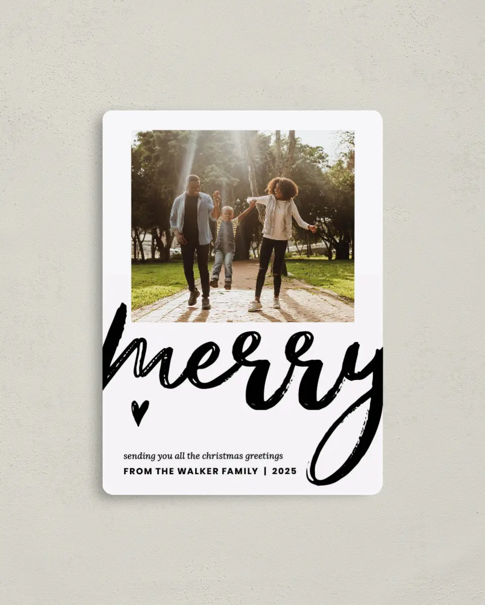 This is a 4" x 5½" Christmas Card called Words of Cheer printed in full color with a Luxe Satin finish