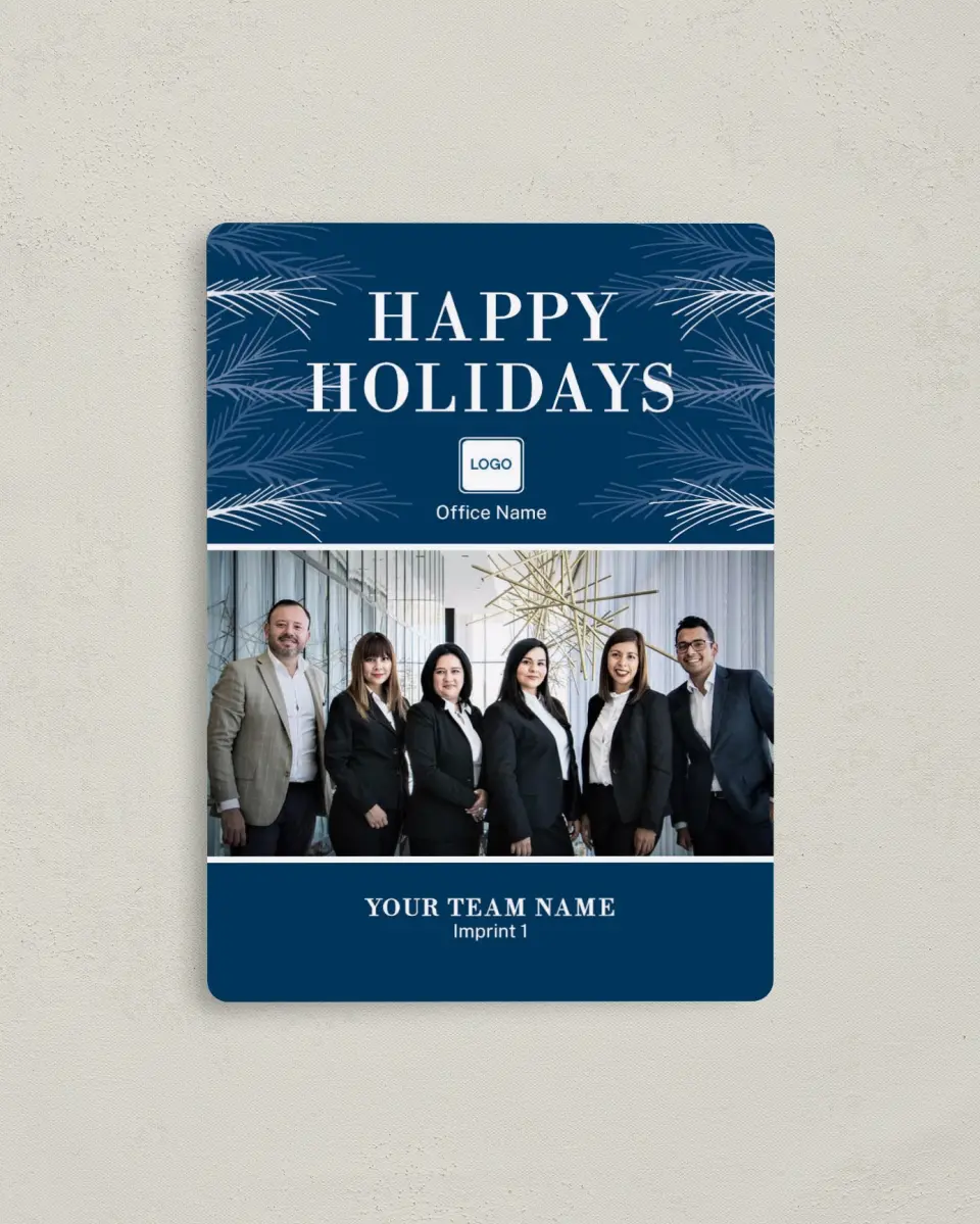 This is a 4" x 5½" Christmas Card called Evergreen Wish printed in full color with a Luxe Satin finish