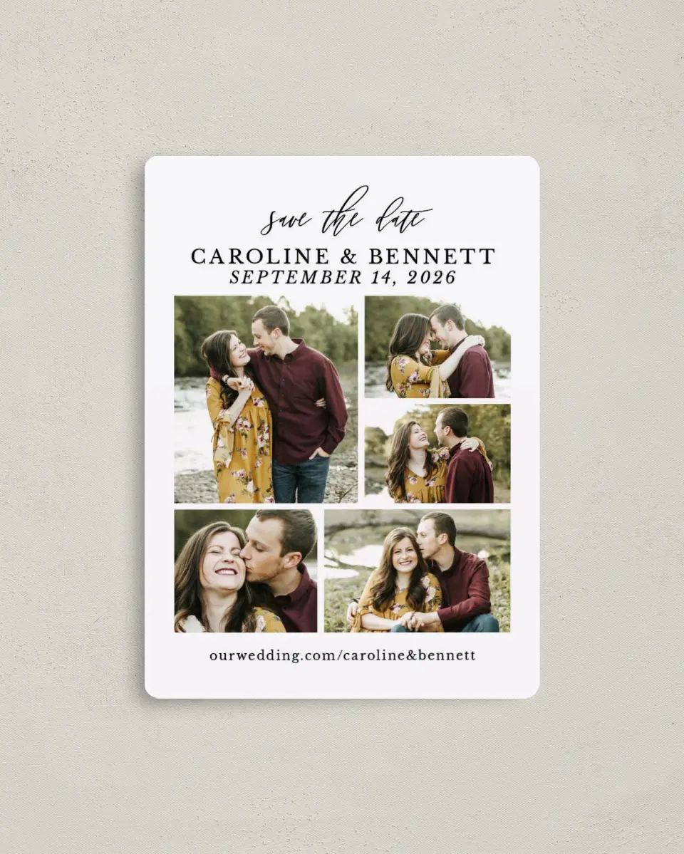 This is a 4" x 5½" Save the Date Magnet called Easy to Love printed in full color with a Luxe Satin finish