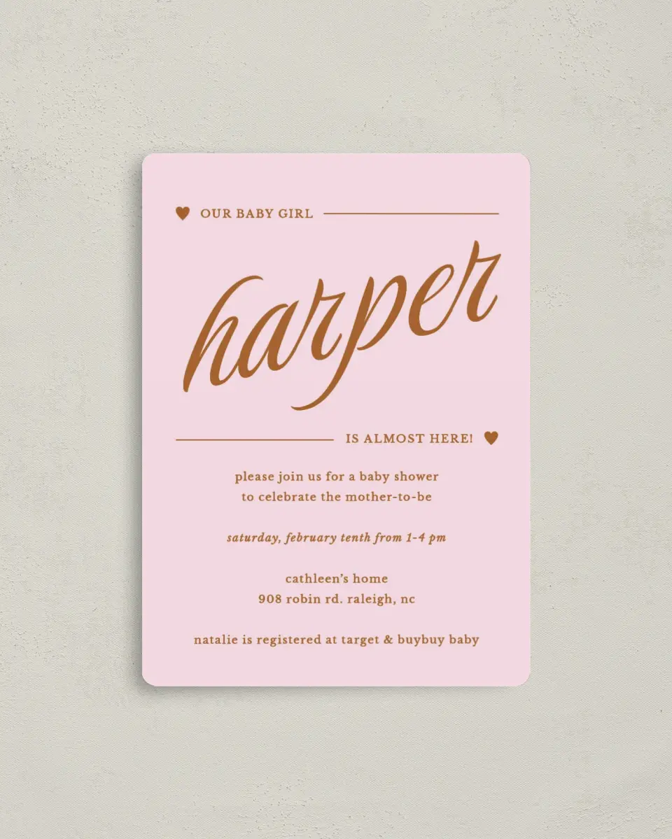 This is a 4" x 5½" Baby Shower Invitation Magnet called Baby Bliss printed in full color with a Luxe Satin finish