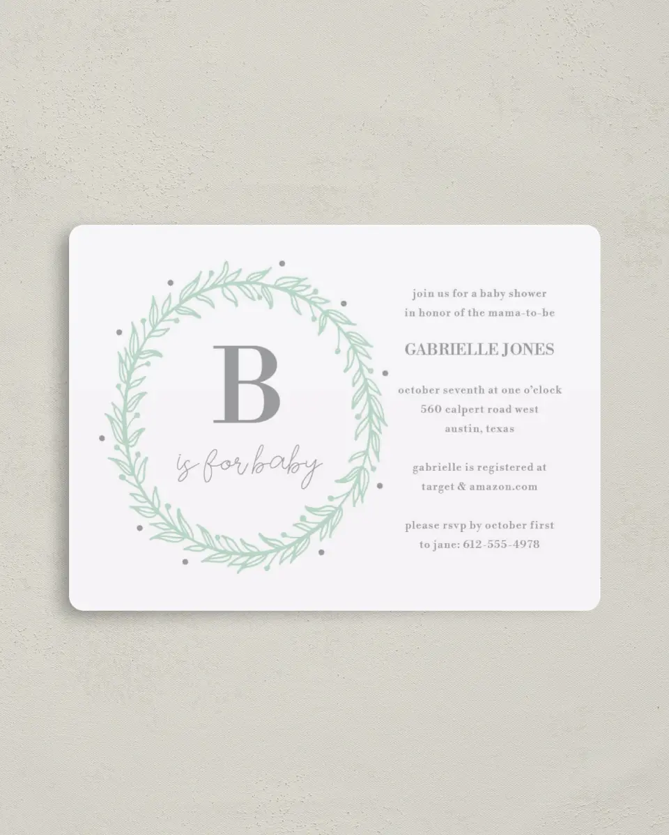 This is a 4" x 5½" Baby Shower Invitation Magnet called Baby Crown printed in full color with a Luxe Satin finish