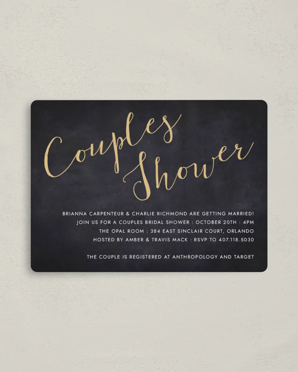 This is a 4" x 5½" Bridal Shower Invitation Magnet called Couple of the Hour printed in full color with a Luxe Satin finish