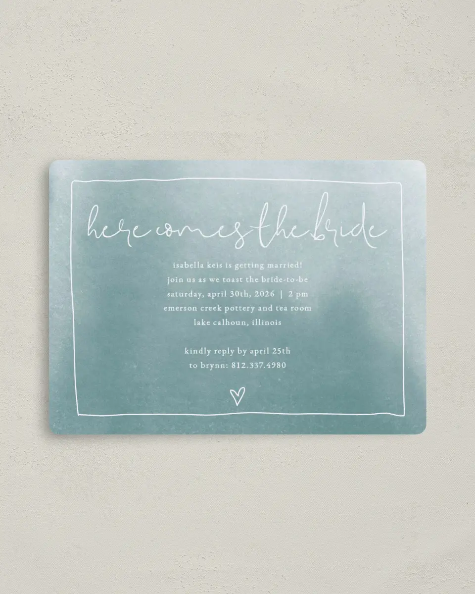 This is a 4" x 5½" Bridal Shower Invitation Magnet called Hearts Together printed in full color with a Luxe Satin finish