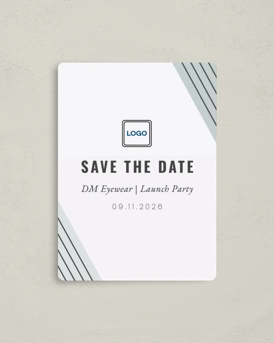 This is a 4" x 5½" Gala Save the Date Magnet called Grand Opening printed in full color with a Luxe Satin finish