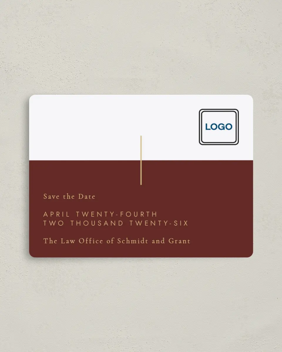 This is a 4" x 5½" Gala Save the Date Magnet called Appreciation Event printed in full color with a Luxe Satin finish