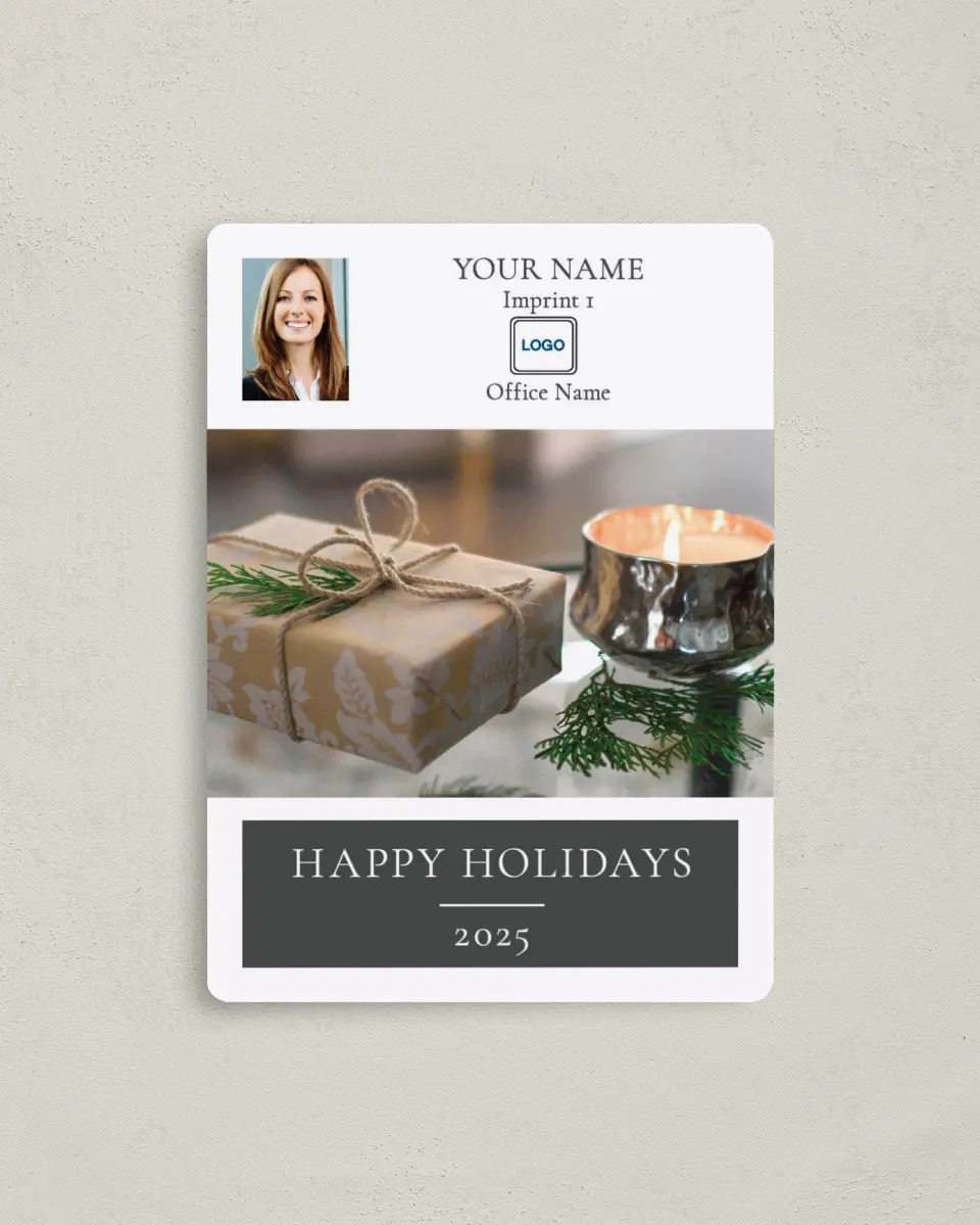 This is a 4" x 5½" Christmas Card called Home Sweet Home printed in full color with a Luxe Satin finish