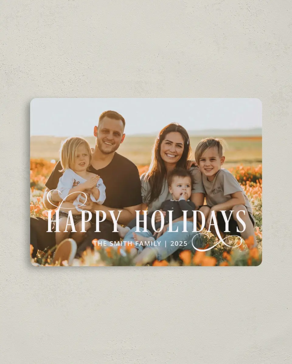 This is a 4" x 5½" Christmas Card called Infinite Holiday printed in full color with a Luxe Satin finish