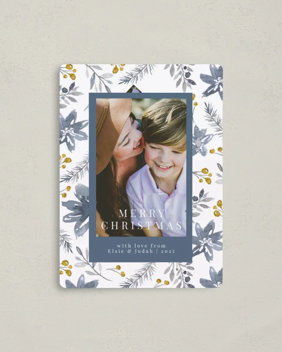 This is a 4" x 5½" Christmas Card called Christmas Floral printed in full color with a Luxe Satin finish