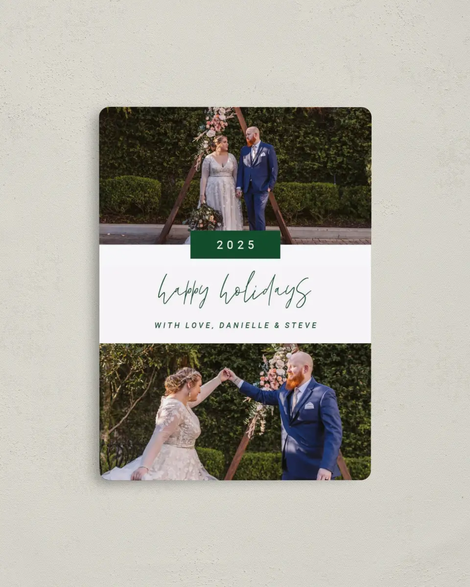 This is a 4" x 5½" Christmas Card called Beautiful Holidays printed in full color with a Luxe Satin finish