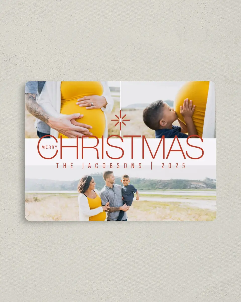 This is a 4" x 5½" Christmas Card called Christmas Spark printed in full color with a Luxe Satin finish