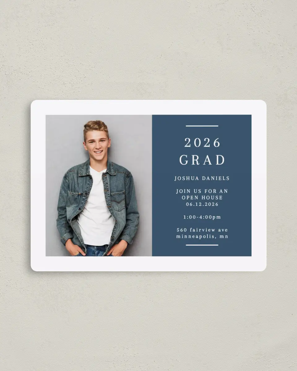 This is a 4" x 5½" Graduation Announcement Magnet called Sweet Invitation printed in full color with a Luxe Satin finish