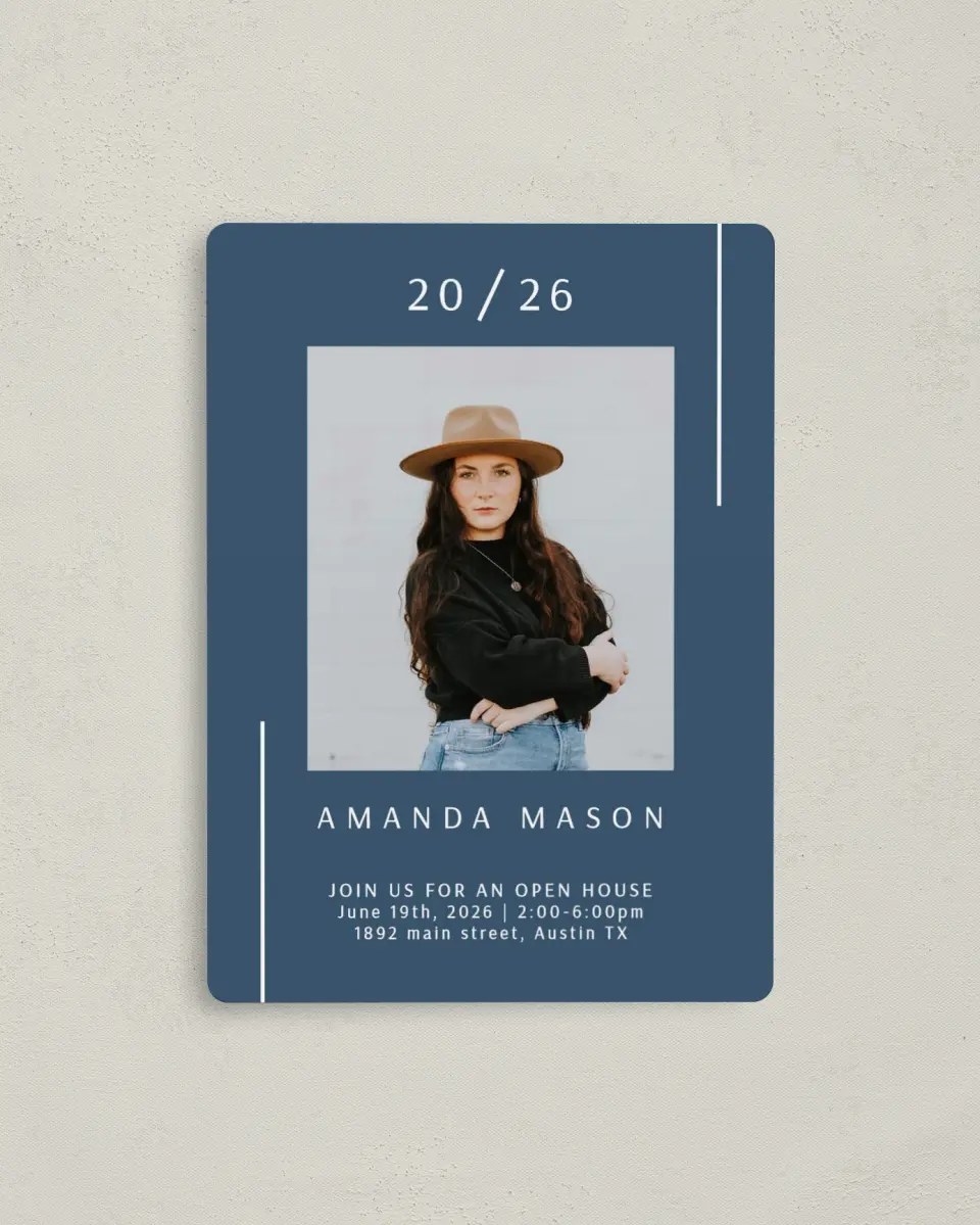 This is a 4" x 5½" Graduation Announcement Magnet called Focused Student printed in full color with a Luxe Satin finish