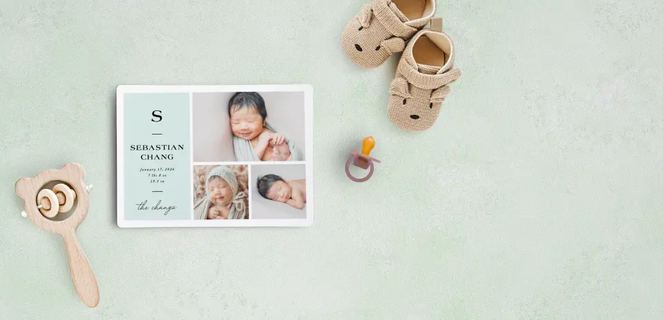 simple initial birth announcement magnets