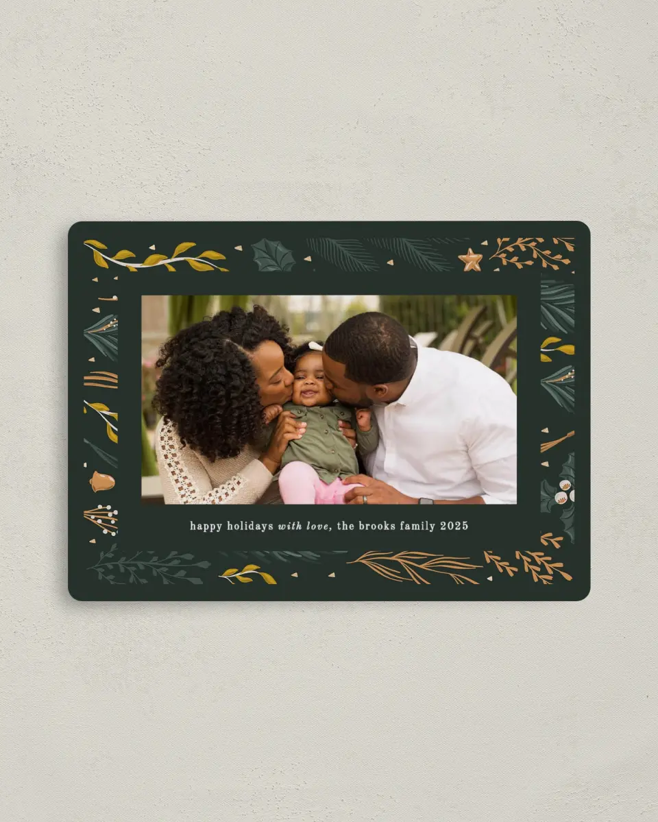 This is a 4" x 5½" Christmas Card called Bold Border printed in full color with a Luxe Satin finish