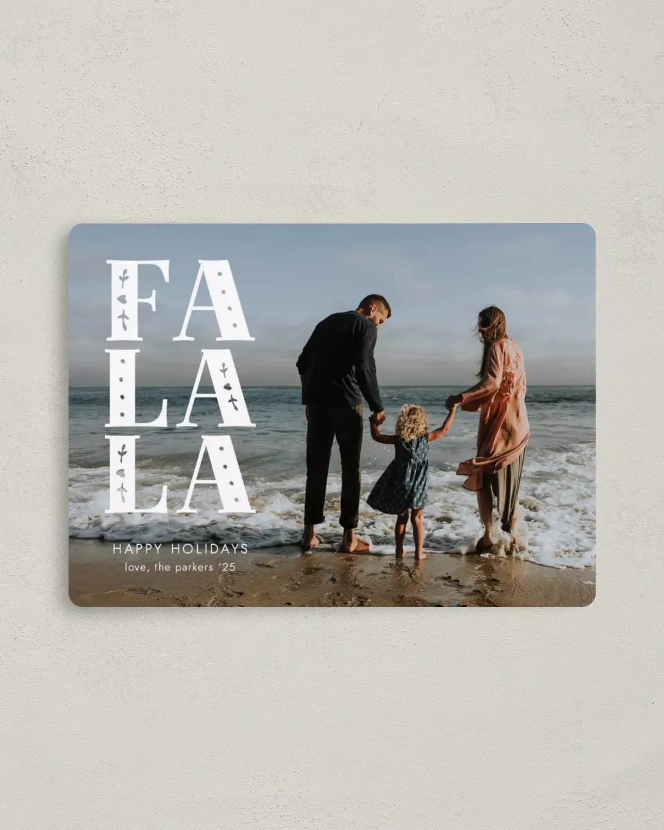 This is a 4" x 5½" Christmas Card called Fa La La printed in full color with a Luxe Satin finish