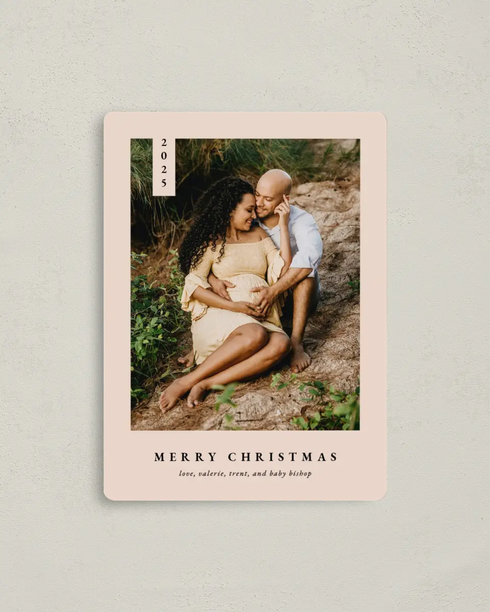 This is a 4" x 5½" Christmas Card called Quiet Season printed in full color with a Luxe Satin finish