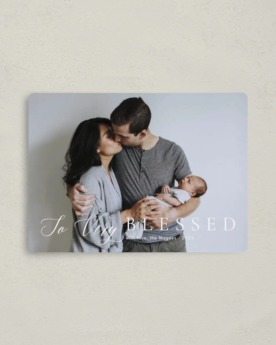 This is a 4" x 5½" Christmas Card called Very Blessed printed in full color with a Luxe Satin finish