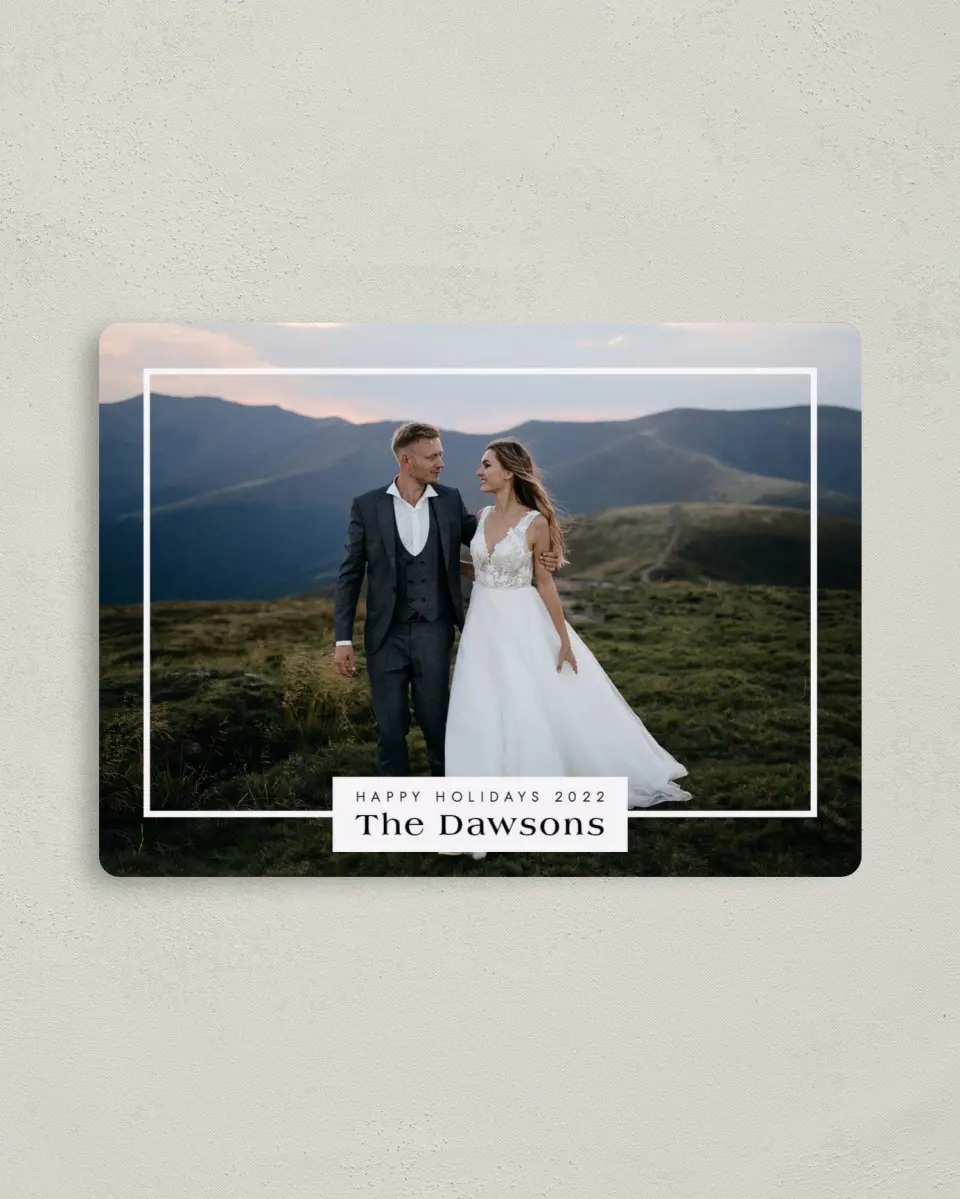 This is a 4" x 5½" Christmas Card called Luxe Label printed in full color with a Luxe Satin finish
