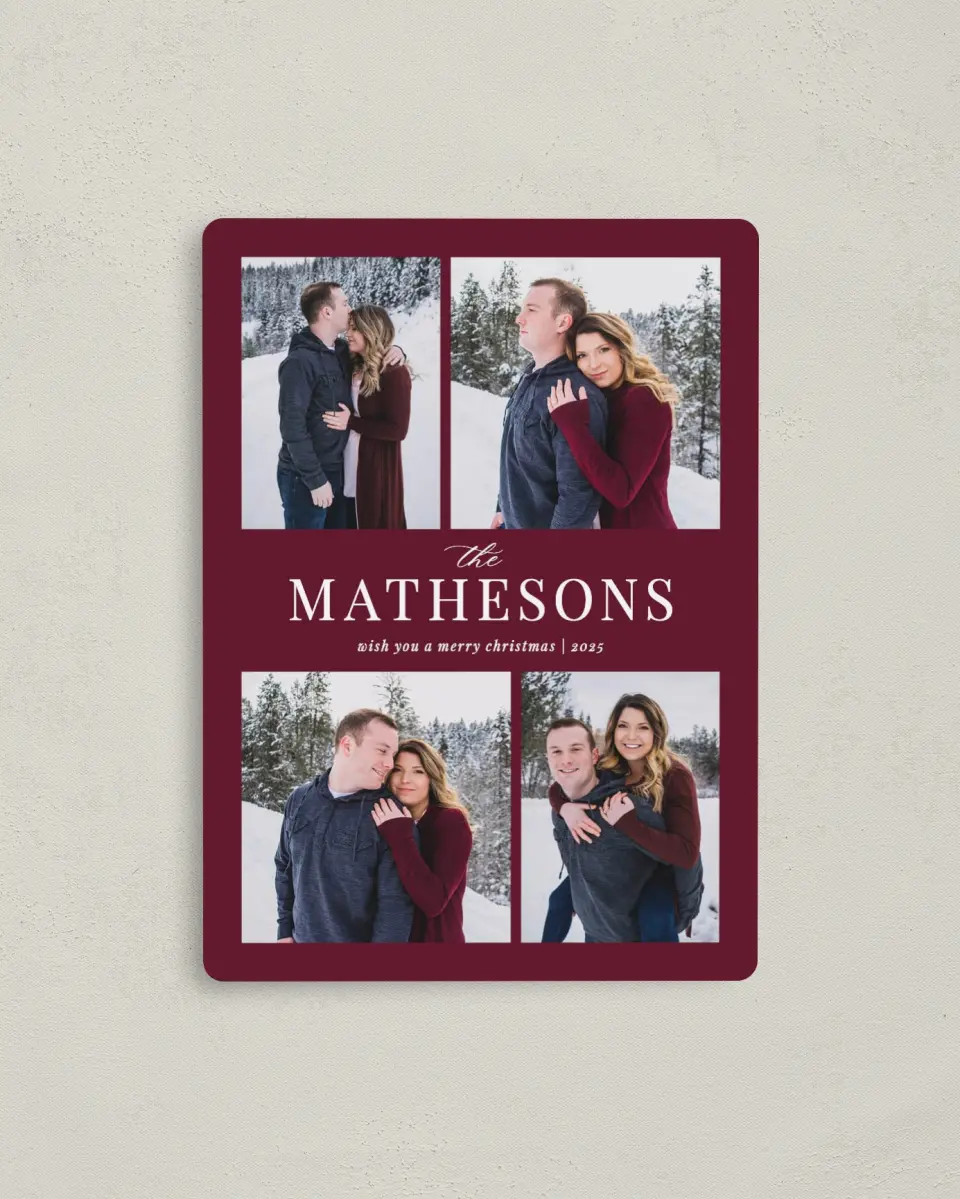 This is a 4" x 5½" Christmas Card called This is Us printed in full color with a Luxe Satin finish