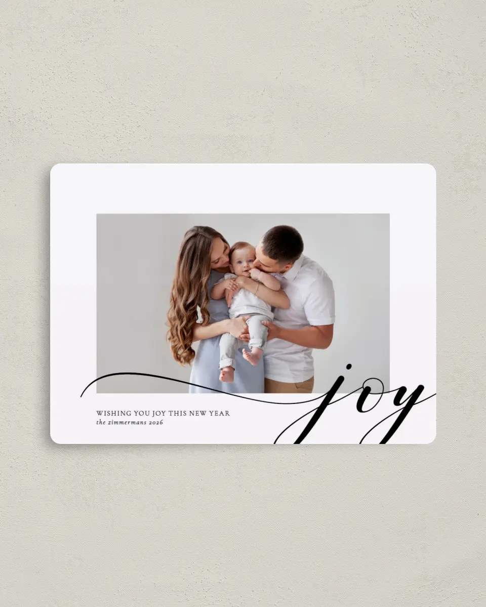 This is a 4" x 5½" Christmas Card called Extended Joy printed in full color with a Luxe Satin finish