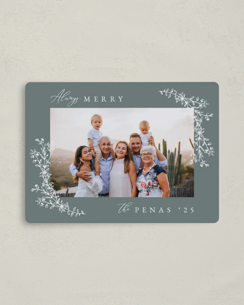This is a 4" x 5½" Christmas Card called Always Merry printed in full color with a Luxe Satin finish