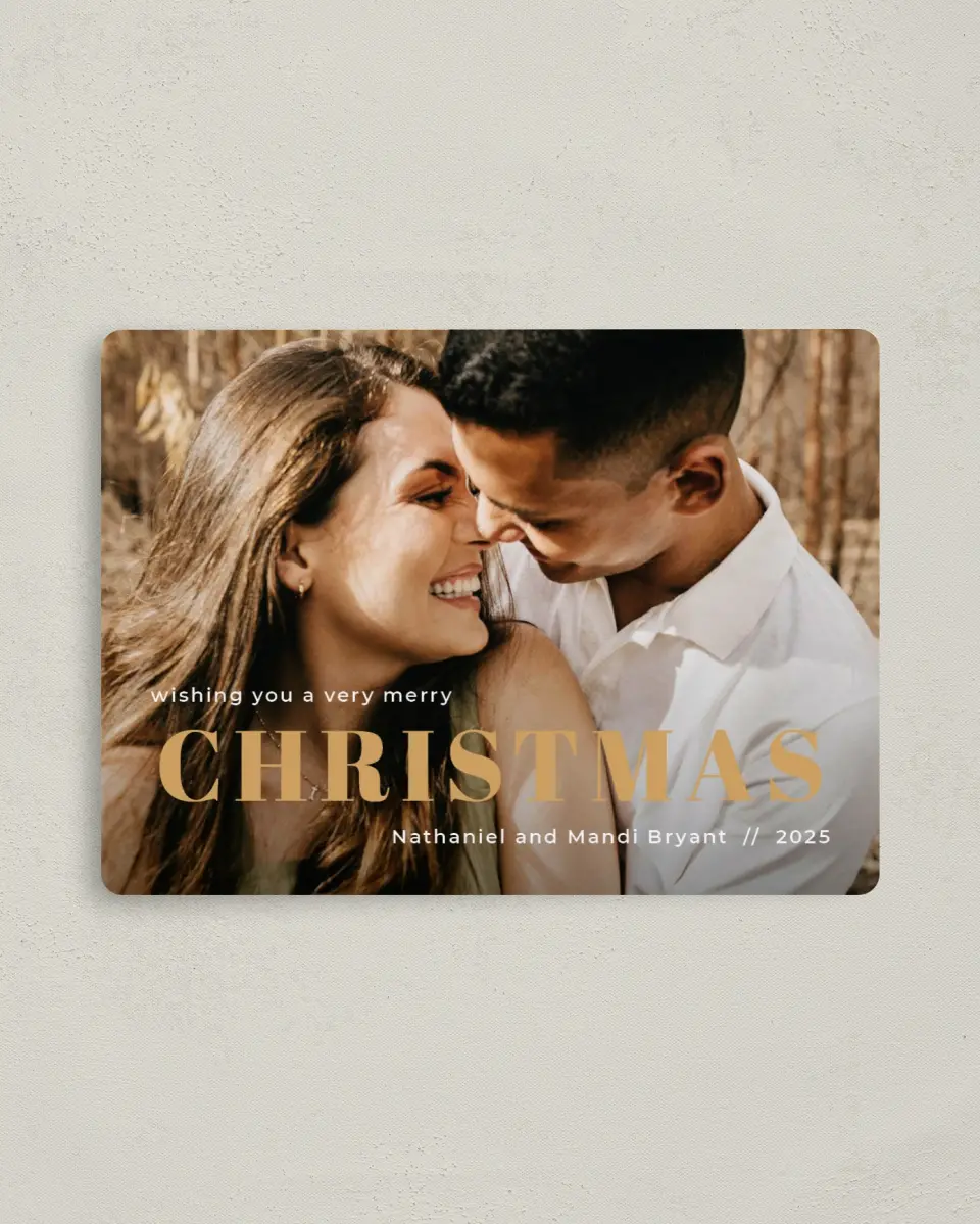 This is a 4" x 5½" Christmas Card called Spacious Christmas printed in full color with a Luxe Satin finish