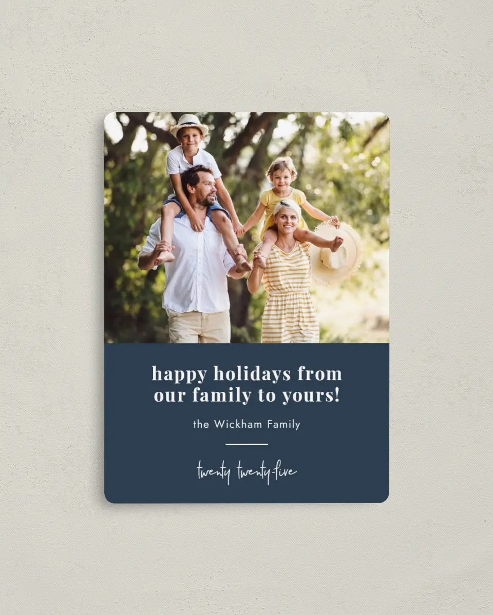This is a 4" x 5½" Christmas Card called Family Treasure printed in full color with a Luxe Satin finish