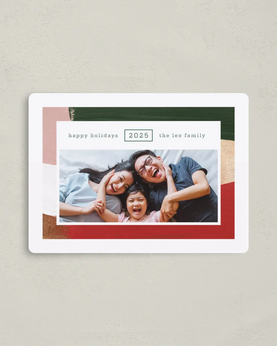 This is a 4" x 5½" Christmas Card called Delightful Texture printed in full color with a Luxe Satin finish