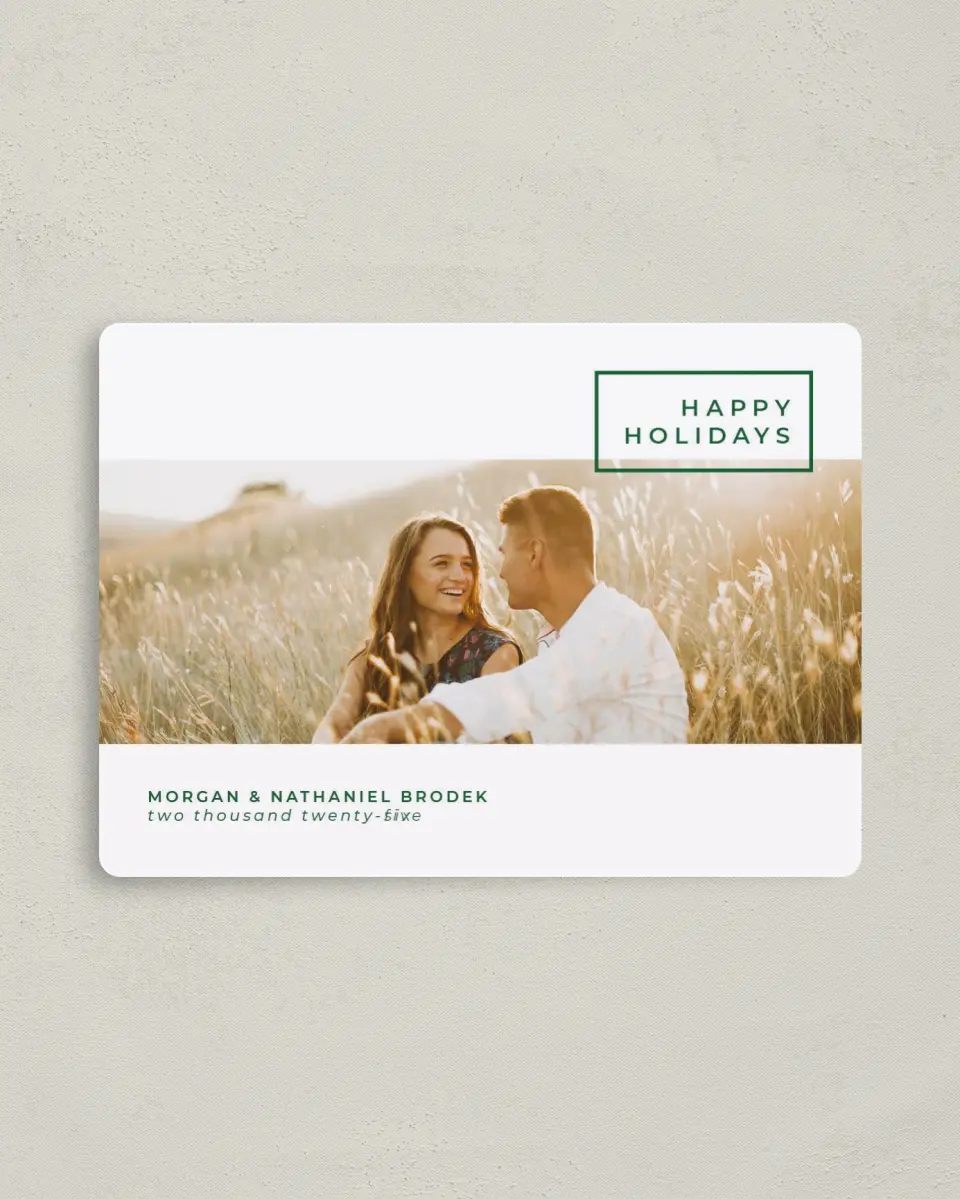 This is a 4" x 5½" Christmas Card called Pure Panorama printed in full color with a Luxe Satin finish